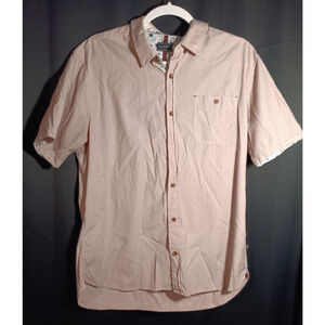 7 Diamonds Large Pink Short Sleeve Button Down Shirt Micro Geo Diamond Print